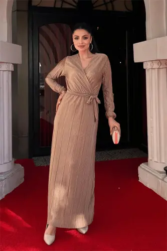 Pleated Belted Dress - VIZON - BÜYÜKBEDENIZ (1)