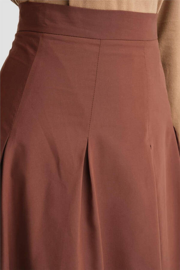 Pleated cotton skirt, 24K1705, maroon. - 11