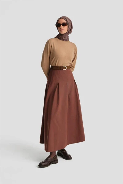 Pleated cotton skirt, 24K1705, maroon. - ARMINE (1)