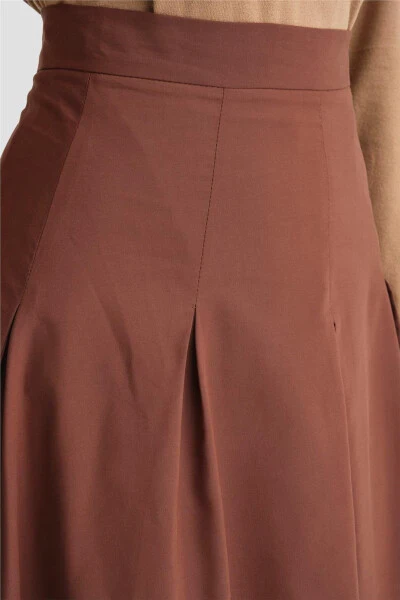 Pleated cotton skirt, 24K1705, maroon. - 5