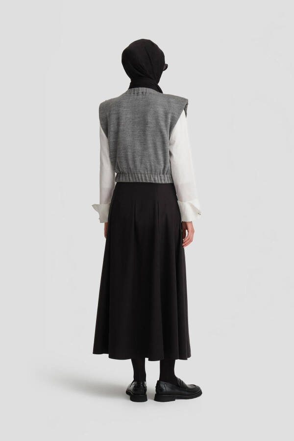 Pleated cotton skirt, Black (24K1705) - 11