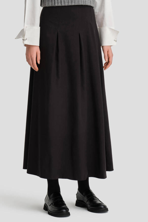 Pleated cotton skirt, Black (24K1705) - 13