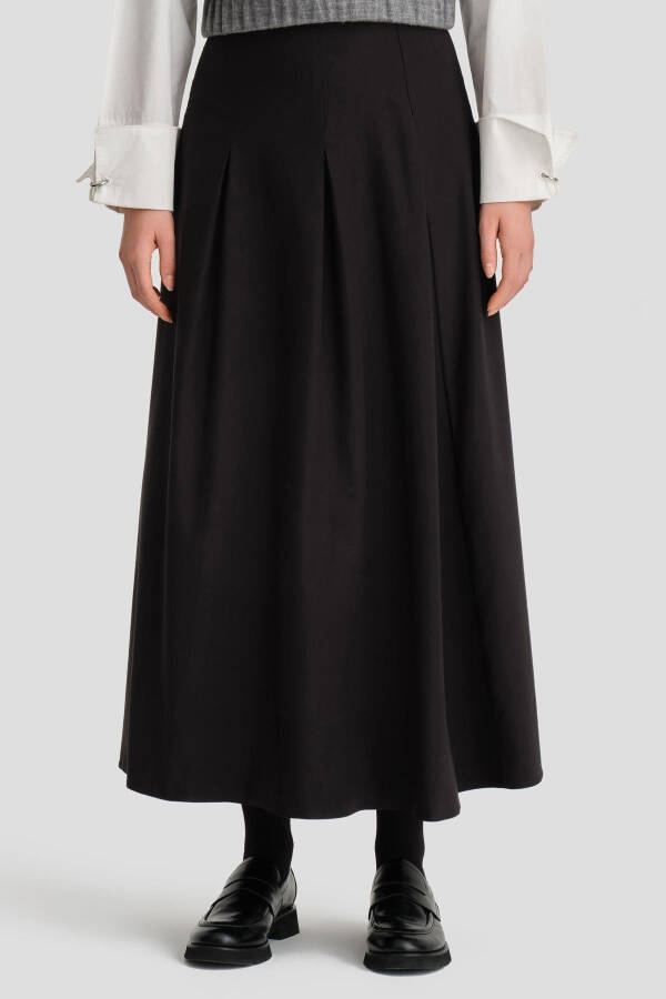 Pleated cotton skirt, Black (24K1705) - 4