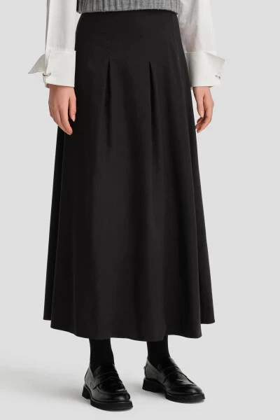 Pleated cotton skirt, Black (24K1705) - 5