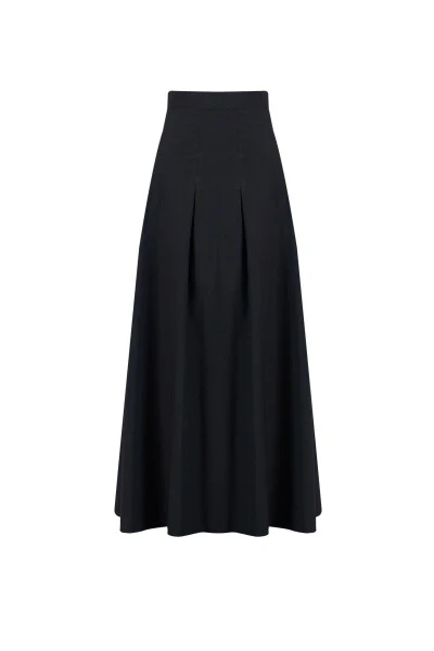 Pleated cotton skirt, Black (24K1705) - 8