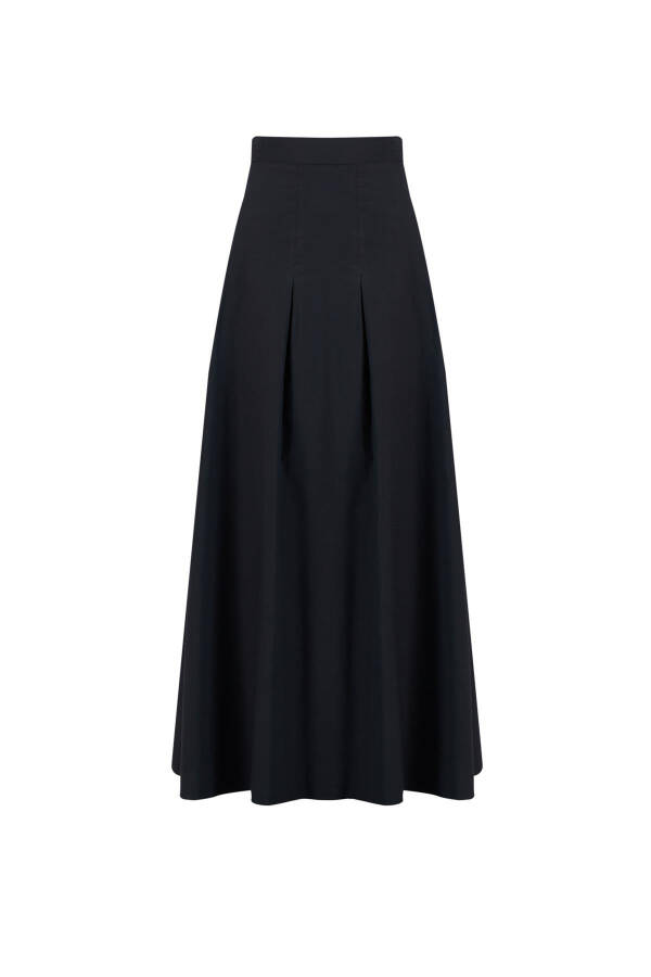 Pleated cotton skirt, Black (24K1705) - 8