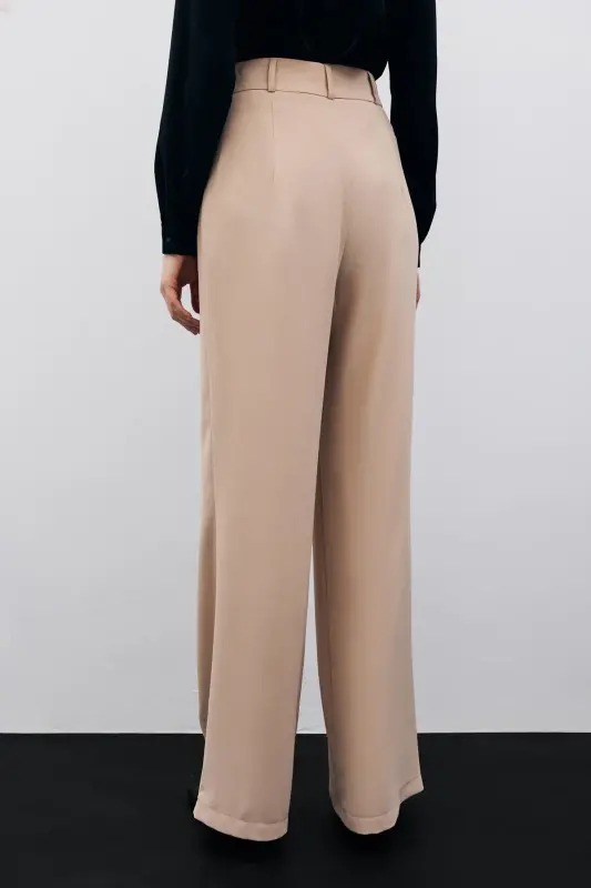 Pleated Crepe Pants - Beige-BEIGE - 5
