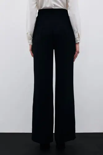 Pleated Crepe Pants - Black-BLACK - 6