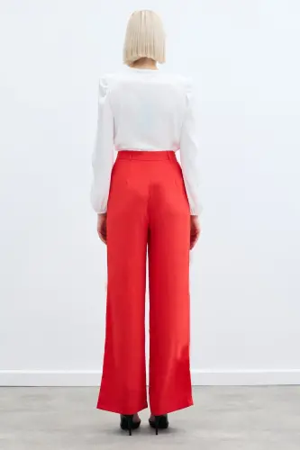 Pleated Crepe Pants - Coral-CORAL - 5