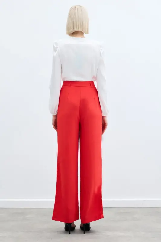 Pleated Crepe Pants - Coral-CORAL - 5