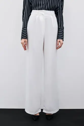 Pleated Crepe Pants - Ecru-ECRU - 4