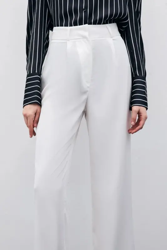 Pleated Crepe Pants - Ecru-ECRU - 5