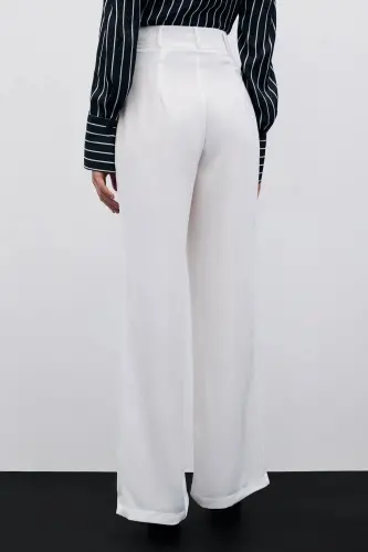 Pleated Crepe Pants - Ecru-ECRU - 6