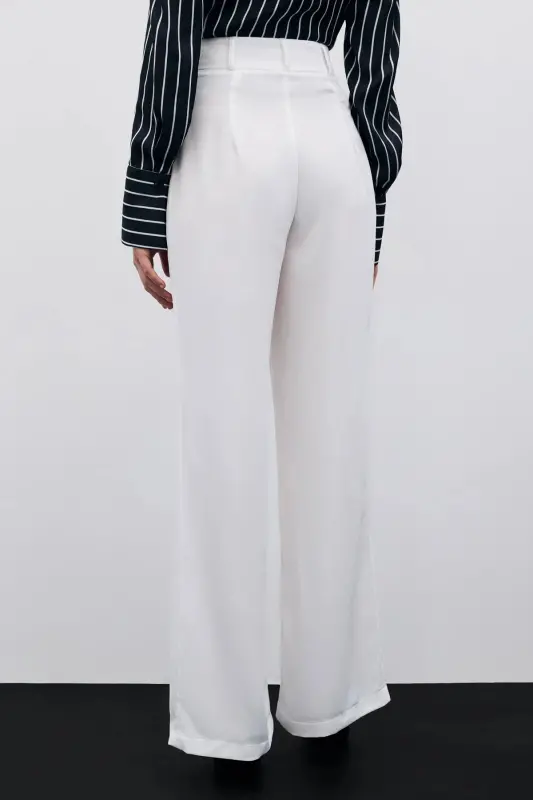 Pleated Crepe Pants - Ecru-ECRU - 6