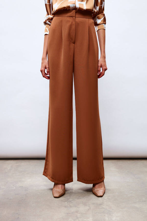 Pleated Crepe Trousers - Camel - 5