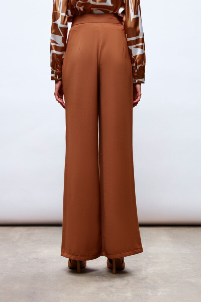 Pleated Crepe Trousers - Camel - 7