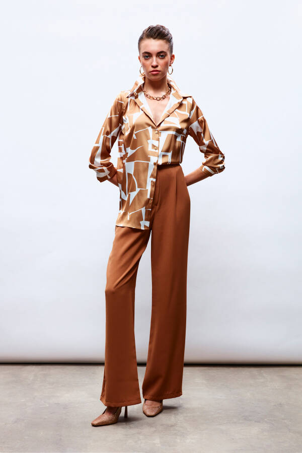 Pleated Crepe Trousers - Camel - 9