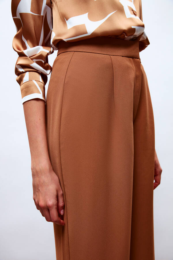 Pleated Crepe Trousers - Camel - 13