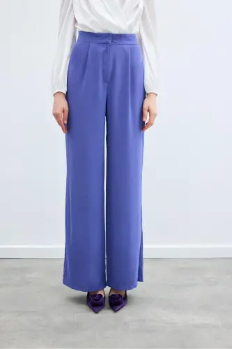 Pleated Crepe Trousers - Purple-PURPLE - 7