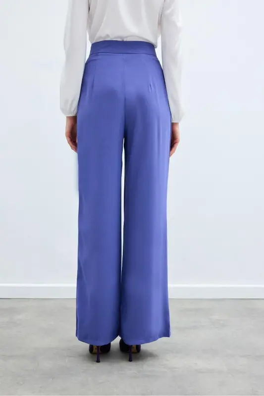 Pleated Crepe Trousers - Purple-PURPLE - 8