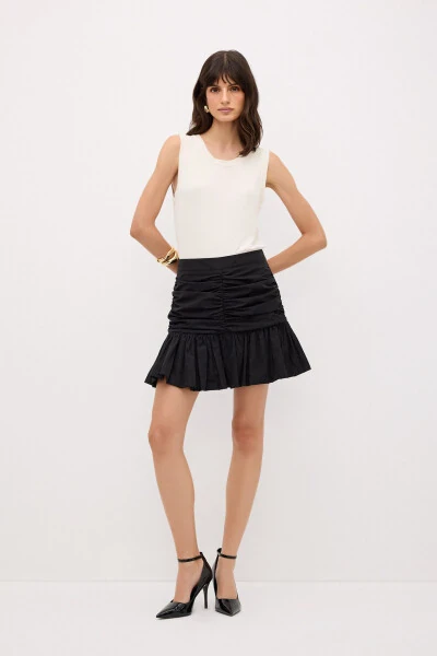 Pleated Detailed Taffeta Skirt - 1