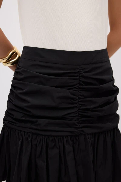 Pleated Detailed Taffeta Skirt - 3