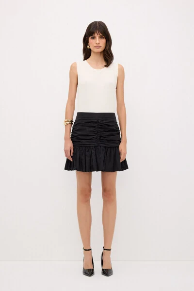 Pleated Detailed Taffeta Skirt - 4