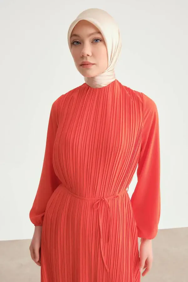 Pleated Dress 24yd9435 Coral - 3
