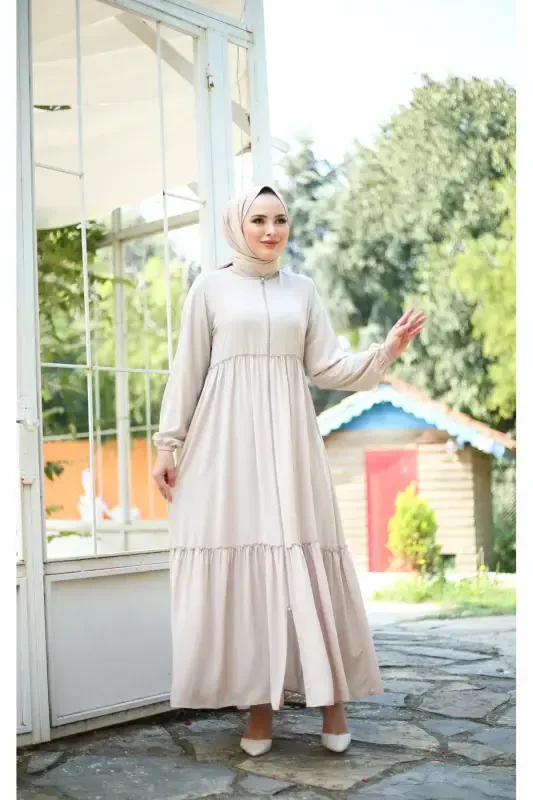 PLEATED FERACE - BEIGE - MODA İNCIR
