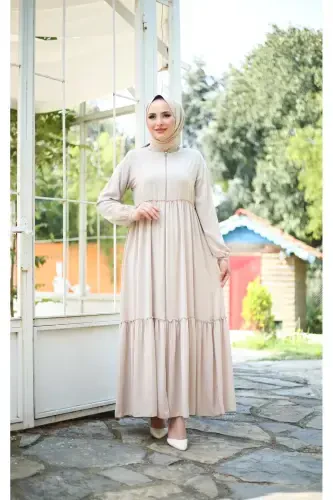 PLEATED FERACE - BEIGE - 4