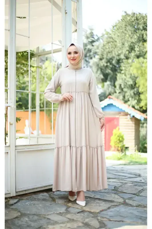 PLEATED FERACE - BEIGE - 4
