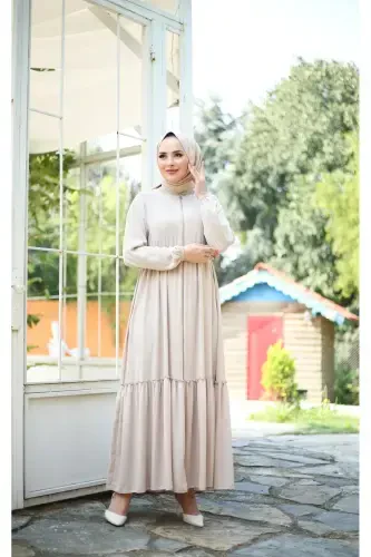 PLEATED FERACE - BEIGE - 6