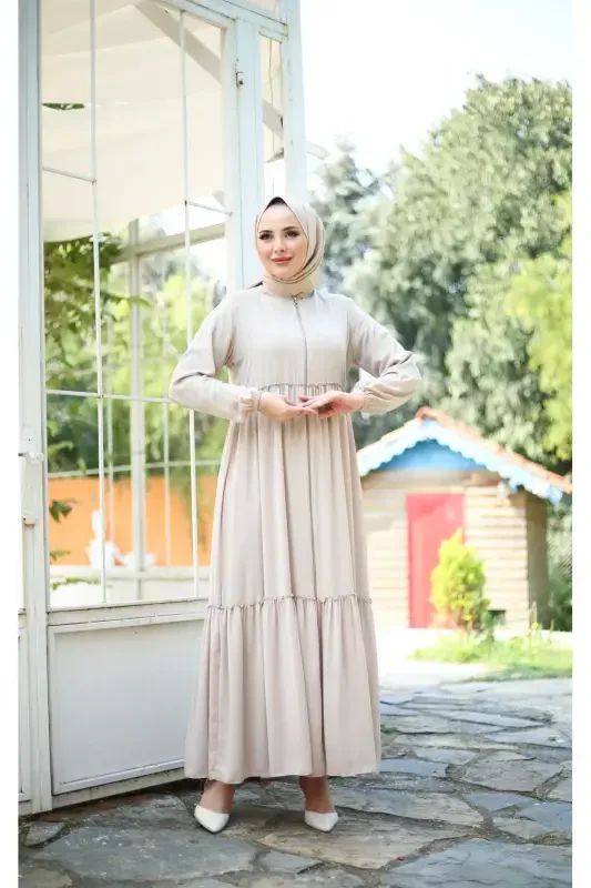 PLEATED FERACE - BEIGE - 7