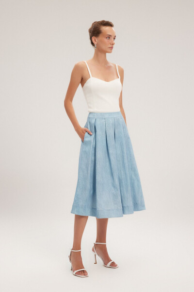 Pleated Long Skirt - 4