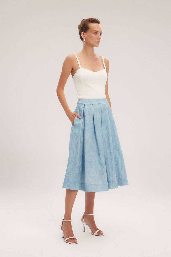 Pleated Long Skirt - 4