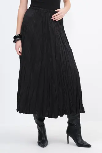 Pleated Long Skirt with Elastic Waistband E16125-b5 - ADDAX (1)