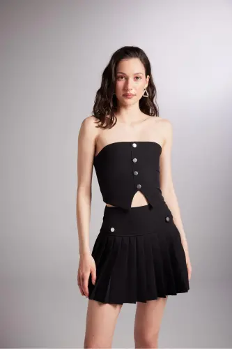 Pleated Mini Devon Skort Black - 2