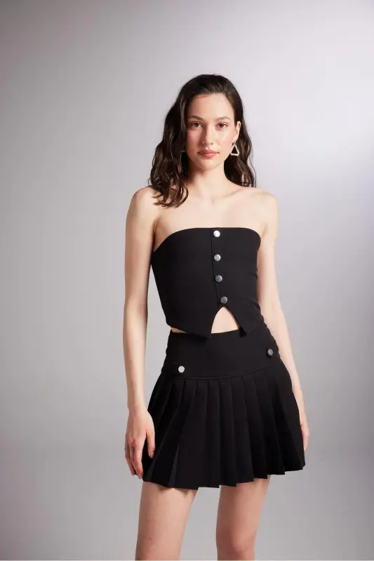 Pleated Mini Devon Skort Black - 2