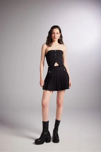 Pleated Mini Devon Skort Black - 5