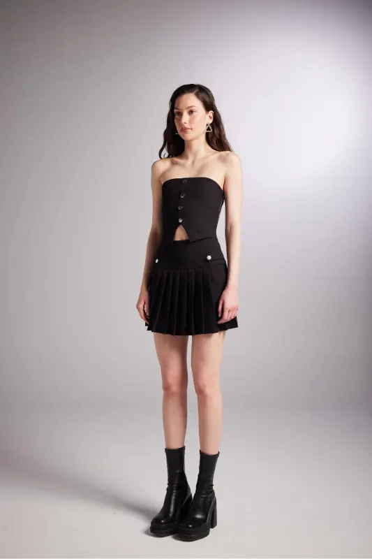 Pleated Mini Devon Skort Black - 6