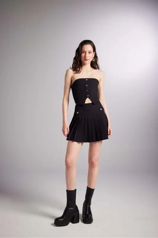 Pleated Mini Devon Skort Black - 2