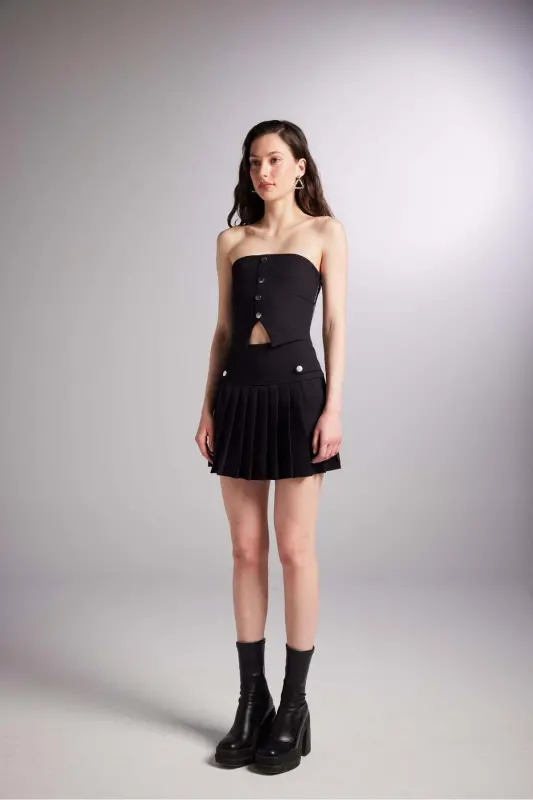 Pleated Mini Devon Skort Black - 3