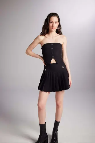 Pleated Mini Devon Skort Black - 4