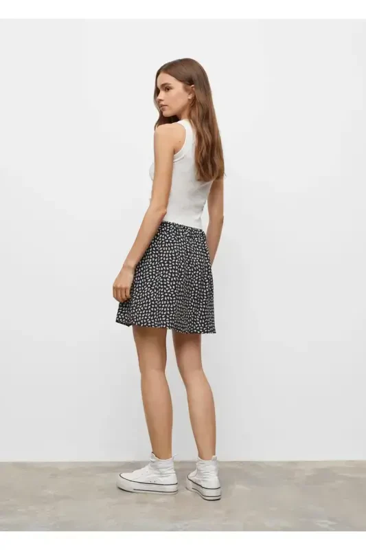 Pleated Mini Skirt-Black - 4