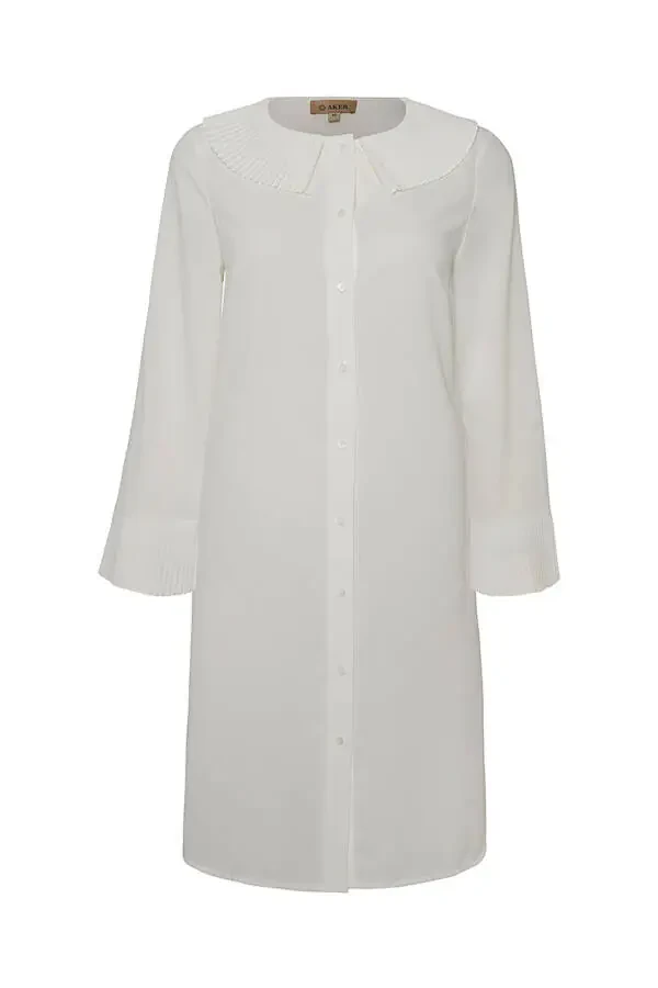 Pleated neck and cuff tunic - 1