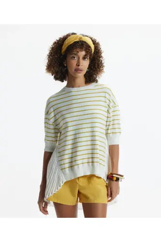 Pleated Panel Short Sleeve Knit - 1