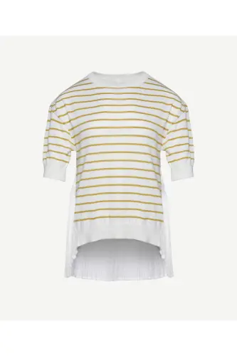 Pleated Panel Short Sleeve Knit - 4