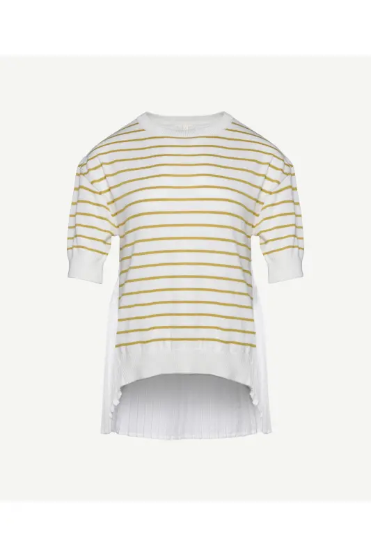 Pleated Panel Short Sleeve Knit - 4