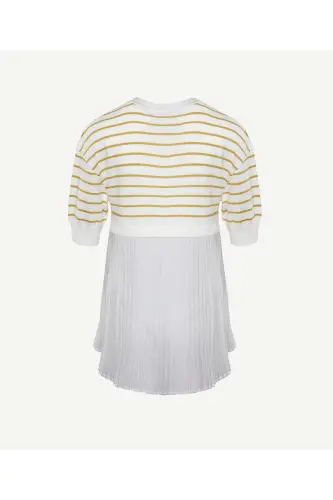 Pleated Panel Short Sleeve Knit - 5