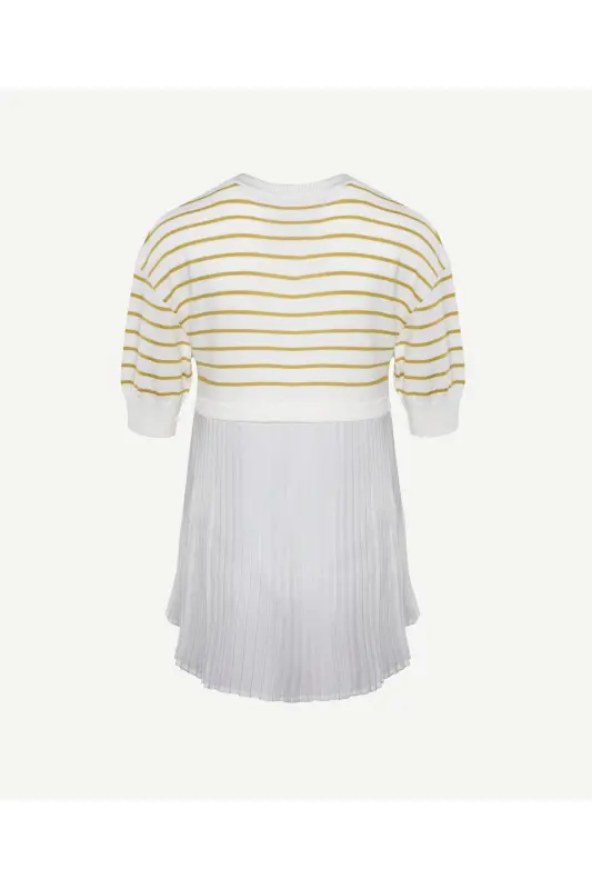 Pleated Panel Short Sleeve Knit - 5